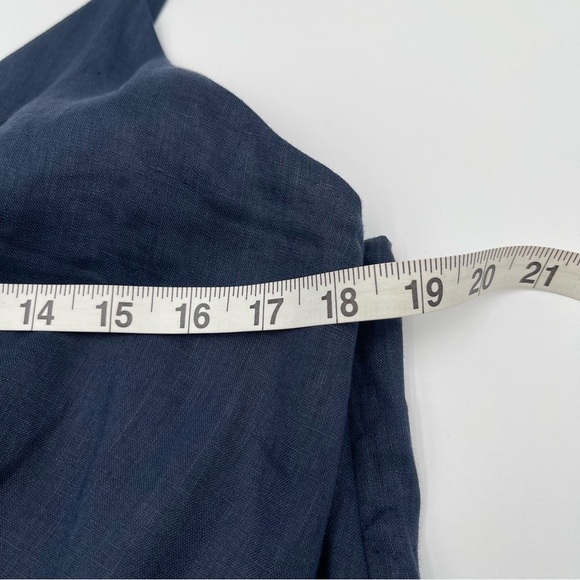 REISS Kay Tie Detail Navy Linen MIDI Dress Size 12 Quiet Luxury Preppy Wedding - Picture 14 of 16